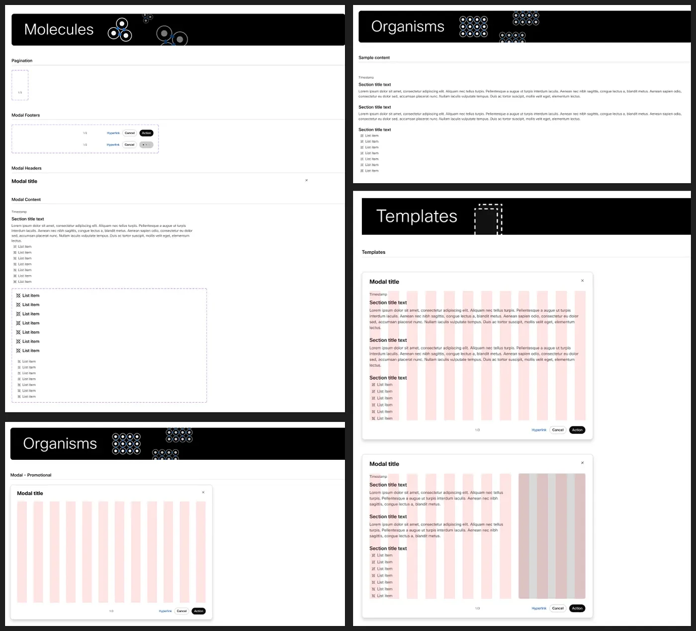 Screenshot of component toolkit page showing the building blocks and content blocks available for end users
