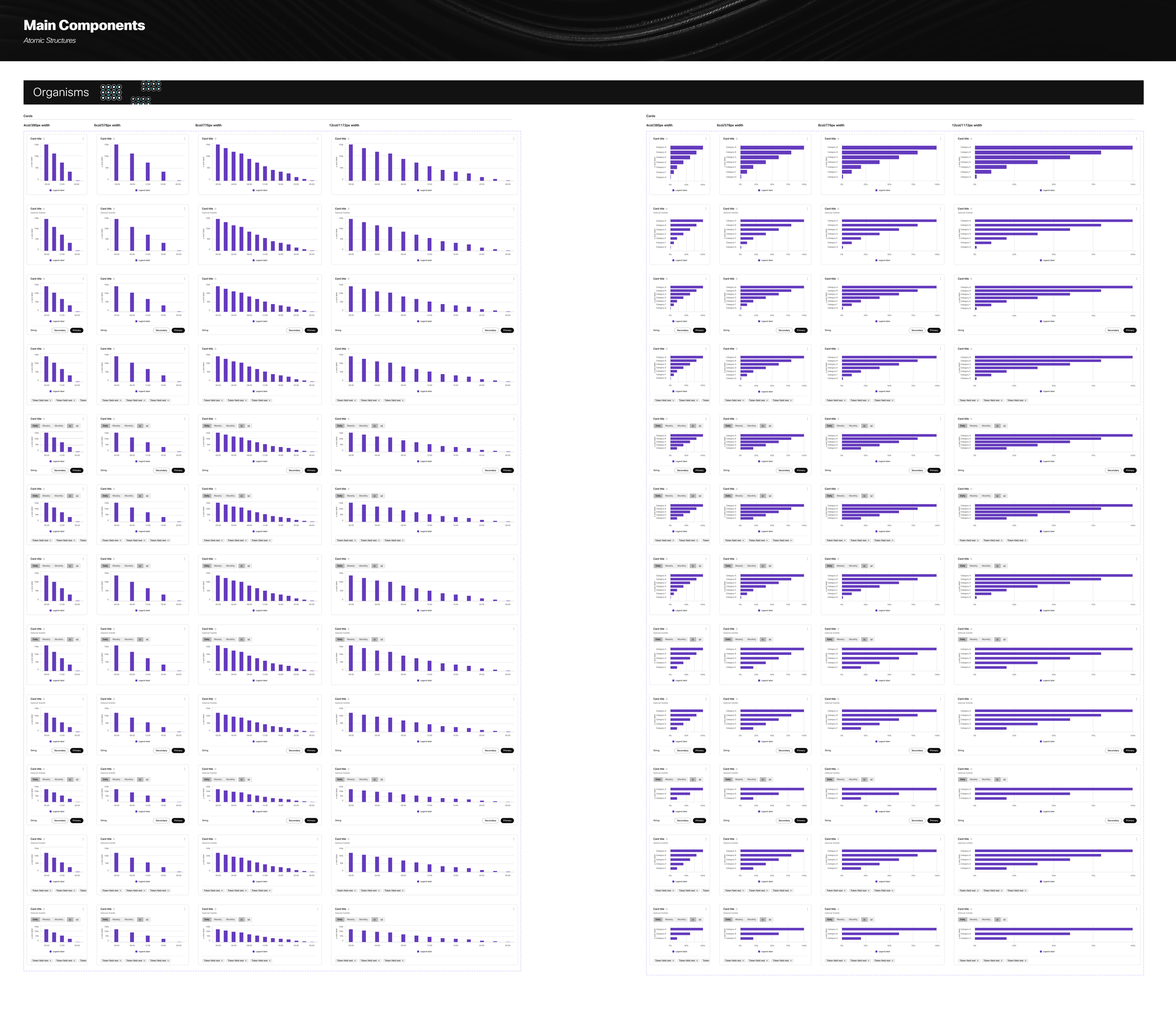 An array of 80+ horizontal and vertical bar charts available in different sizes and layout combinations