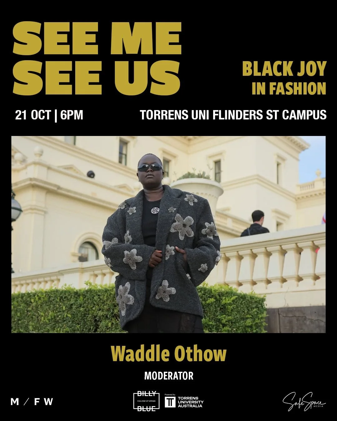 ✨The Vibe Curators✨ - Meet your Moderator @__waddle 

Waddle is a Narrm based creative director, model and founder of Black Meetups GC. Lover of everything styling and clothes. Waddle will be spearheading the conversation with our featured Black Dias