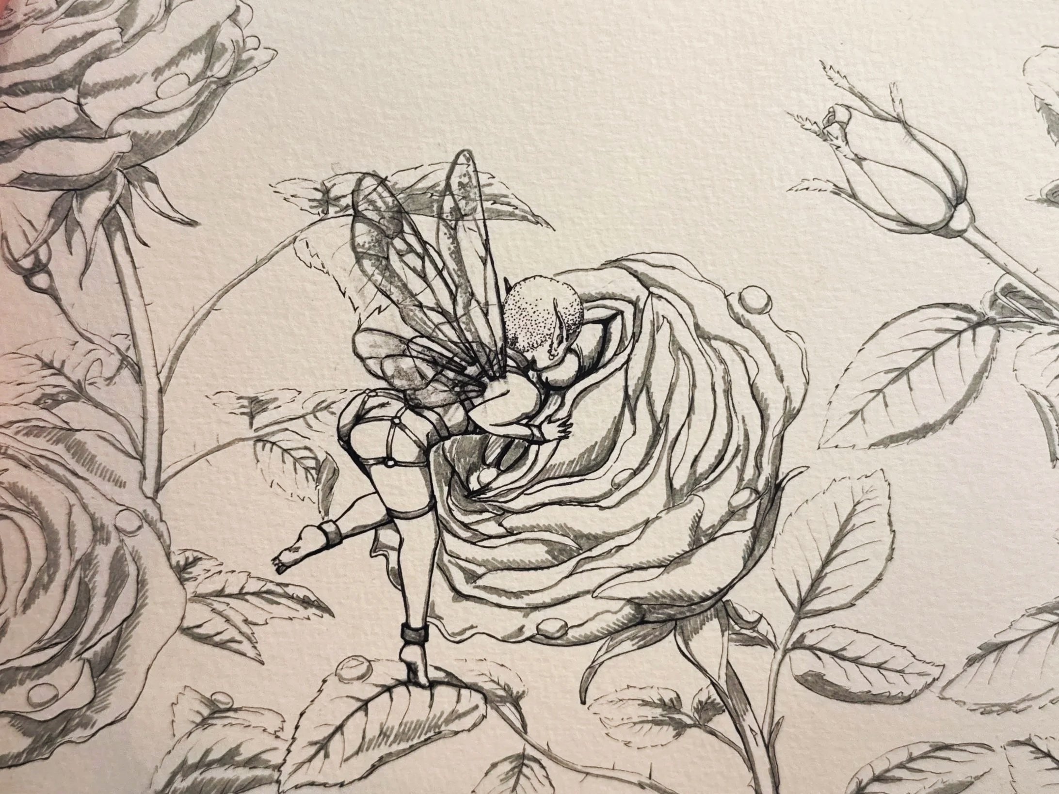 A recent ink for a watercolor. Think I had inspiration?