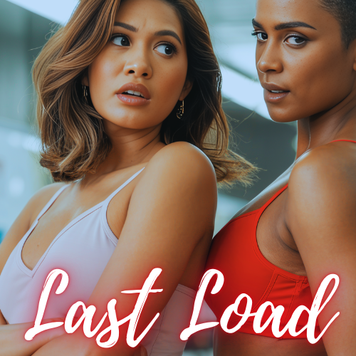 Two women with confident expressions wearing colorful tank tops, standing close together in an indoor setting with large windows and modern decor, with the text 'Last Load' overlayed.