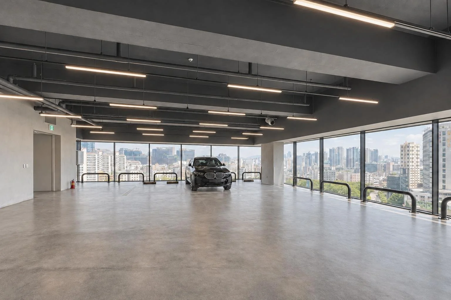 BMW Geumcheon Showroom — completed exhibition floor and glazed facade