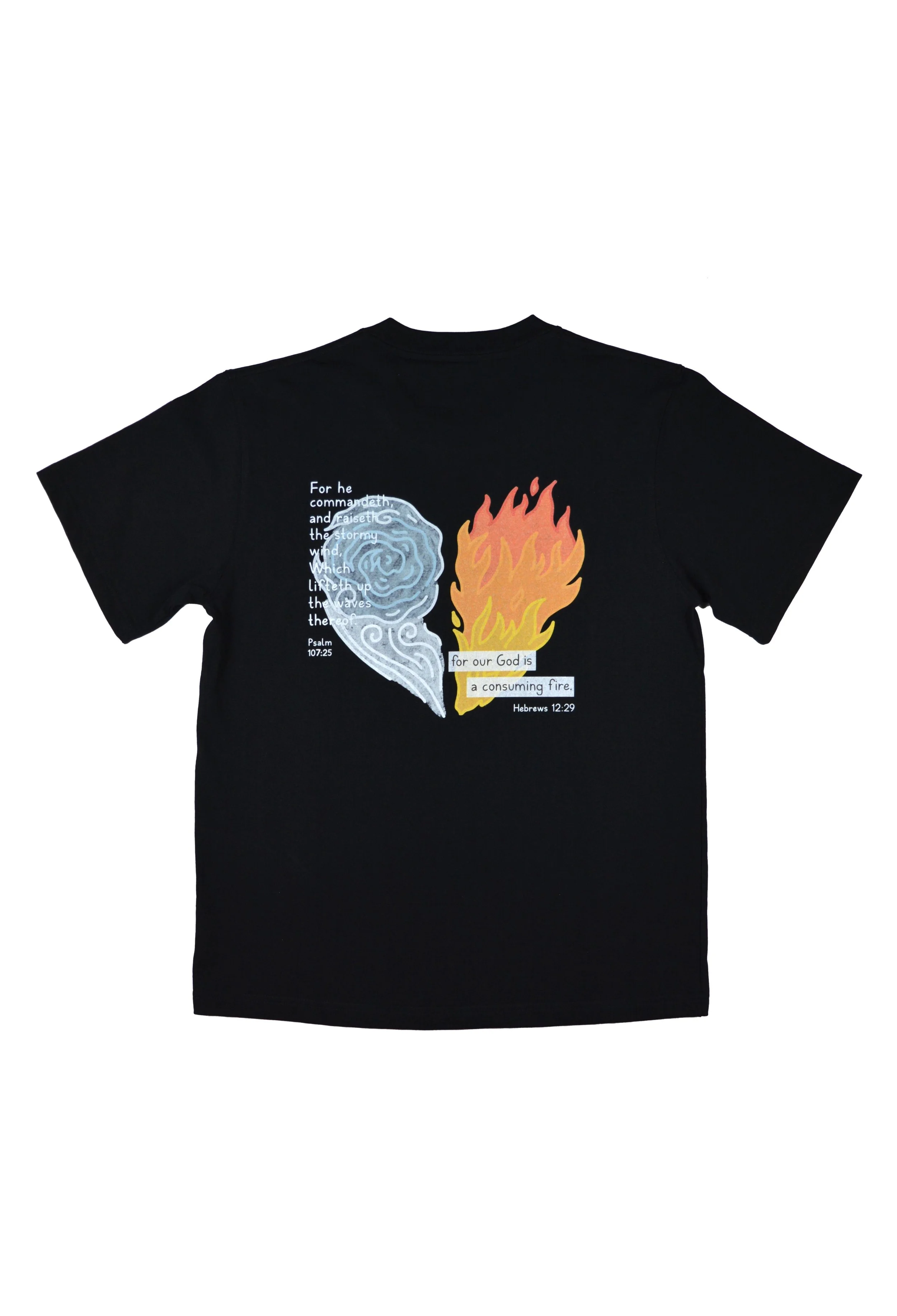 FIRE & WIND DROP SHOULDER TEE - BLACK