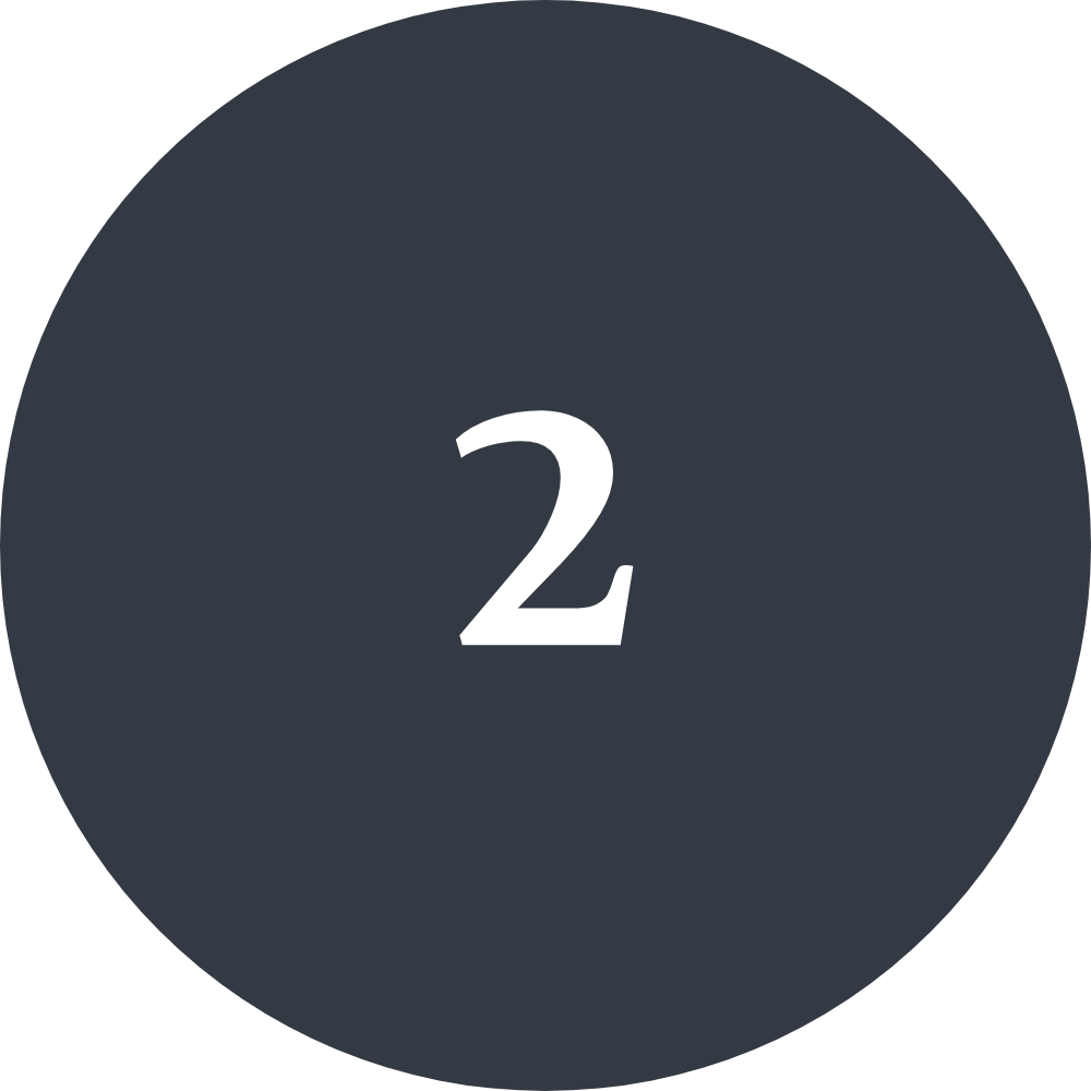 Grey circular timer with the number 2 in white.