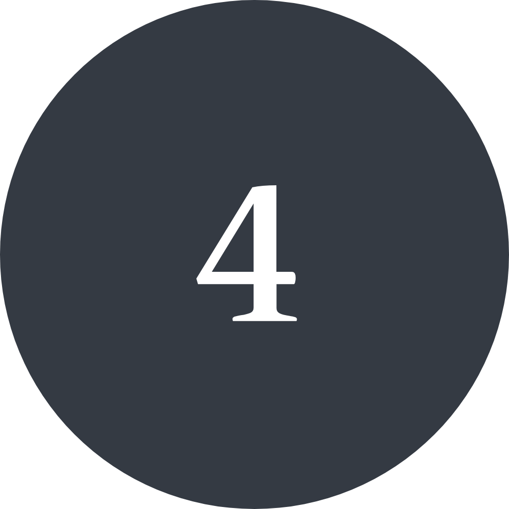 Number four displayed on a dark grey circular background.