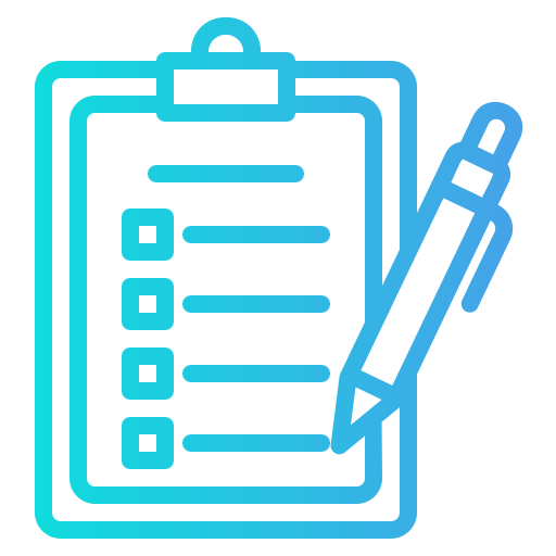 Icon of a clipboard with checklist items.