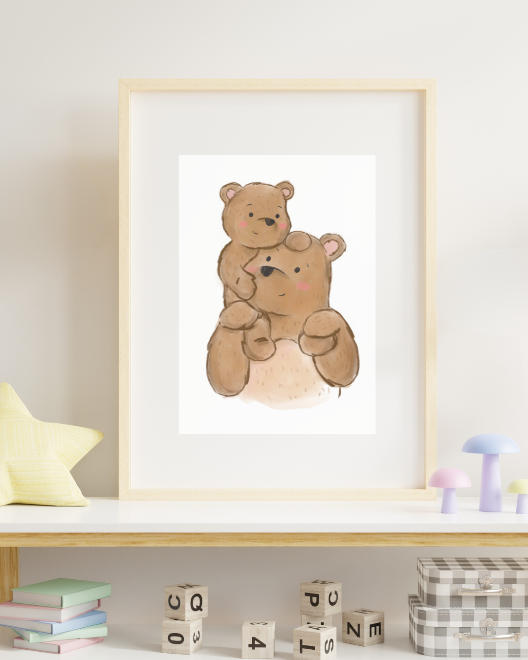 Baby Bear Cuddles Art Print
