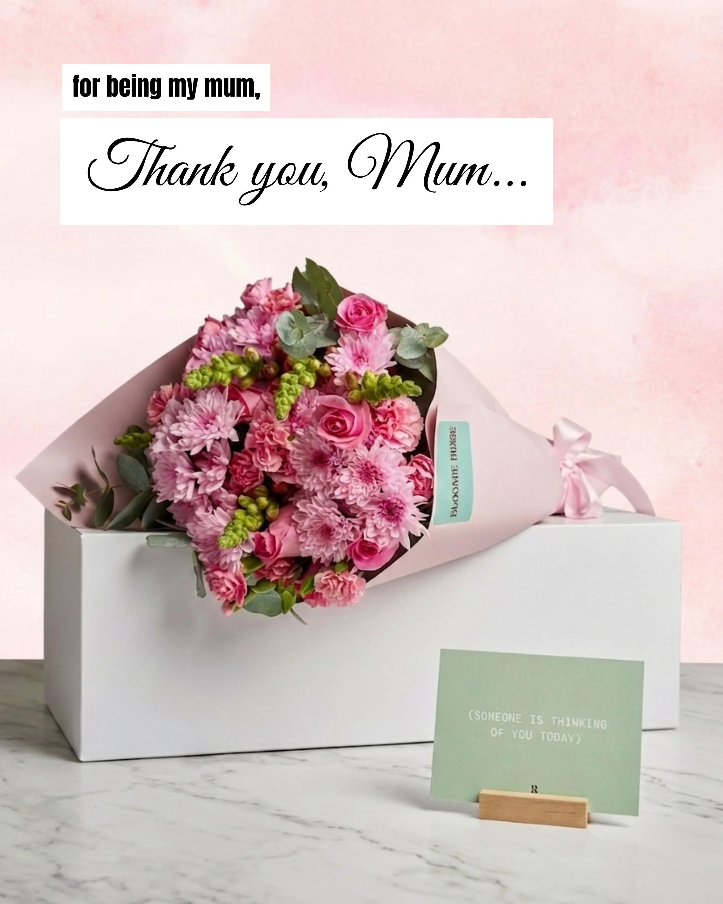 "Thank You, Mum" Pink Mother's Day Bouquet  — Flower Delivery Adelaide