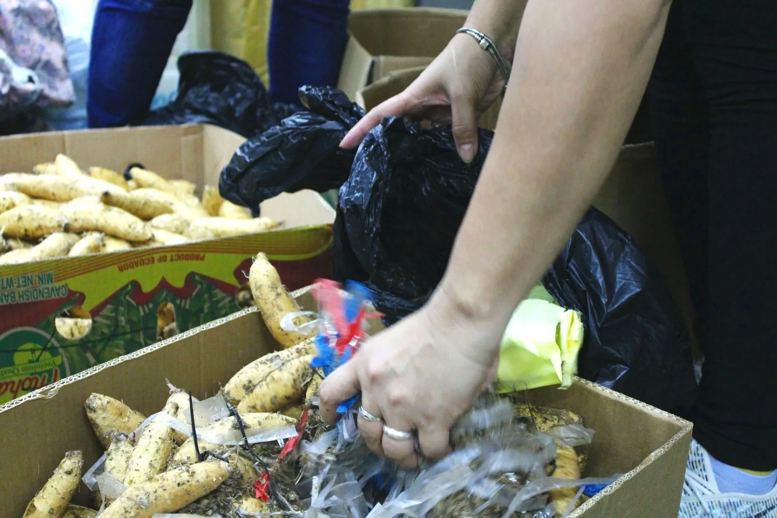 Women distributing produce