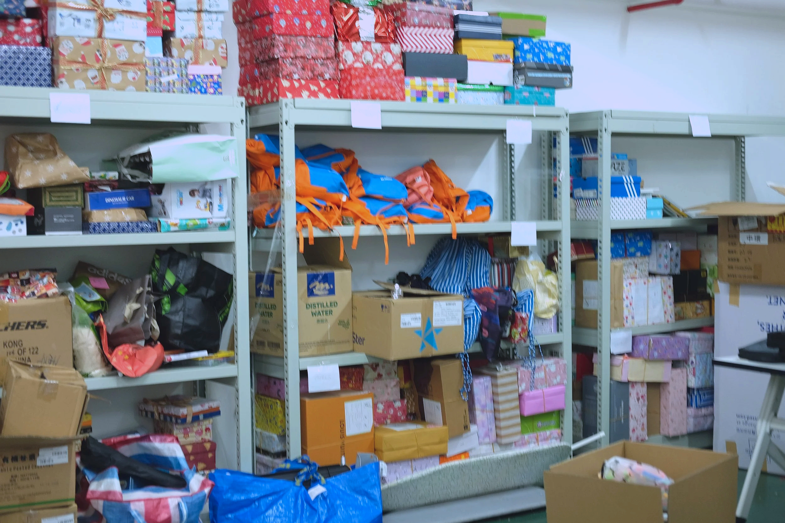 Warehouse with shelves full of supplies