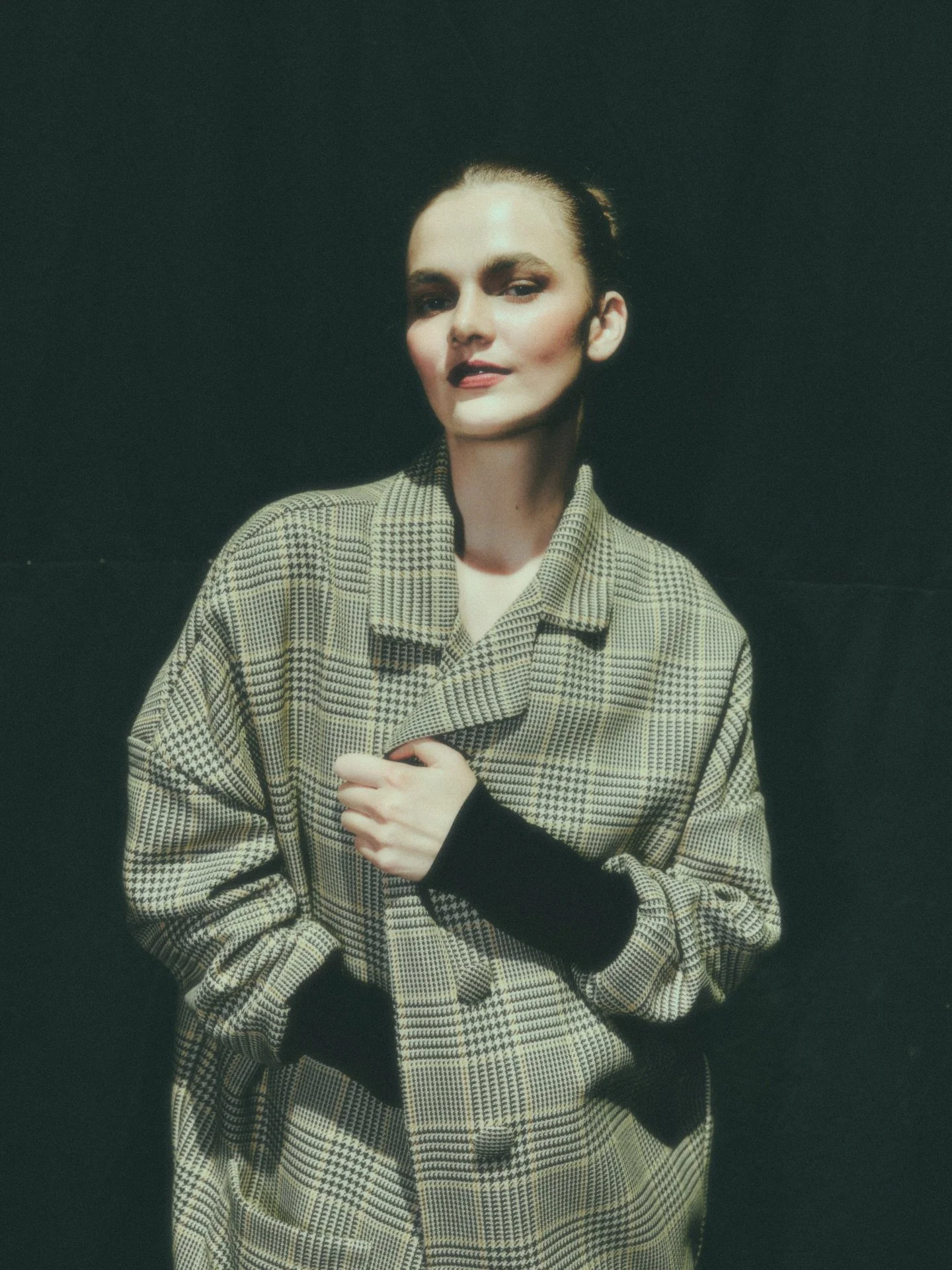 BURNING OAK, NOVEMBER Look 1 details
Wool check coat with ribbed details
Organic cotton jersey Sabi strapless dress 

~available to shop @theshelternz until tomorrow!~

Producer &amp; Head Makeup @jesslouisemacrae 
Photography @joshszeto_ 
Head Opera