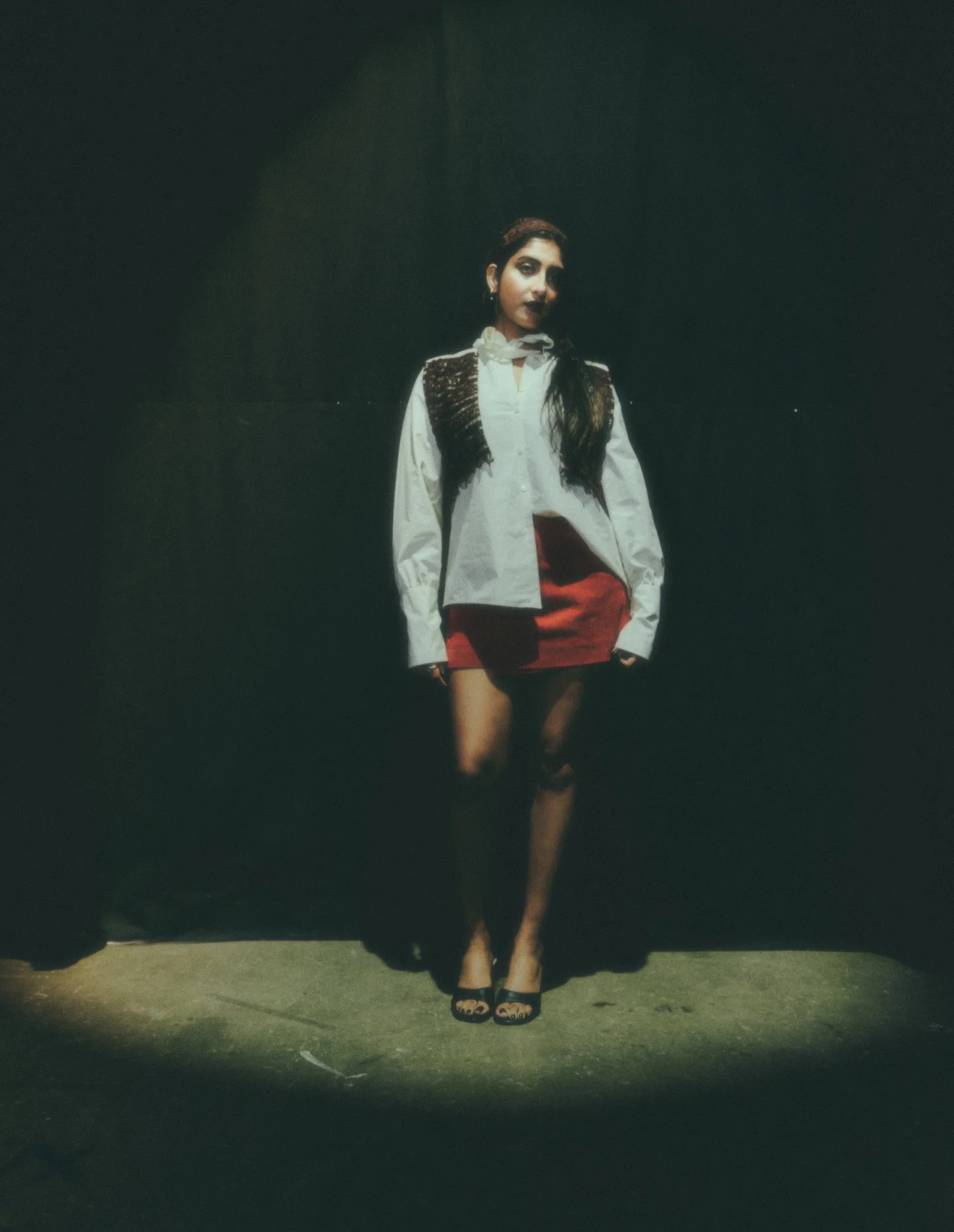 BURNING OAK, NOVEMBER Look 4 details
Cotton shirt with detachable lace waistcoat
Suede Maya mini skirt

Producer &amp; Head Makeup @jesslouisemacrae 
Photography @joshszeto_ 
@aliiyahhazel 
Head Operations @rohannarastkar 
Head Hair @doh_rah_28 @urba