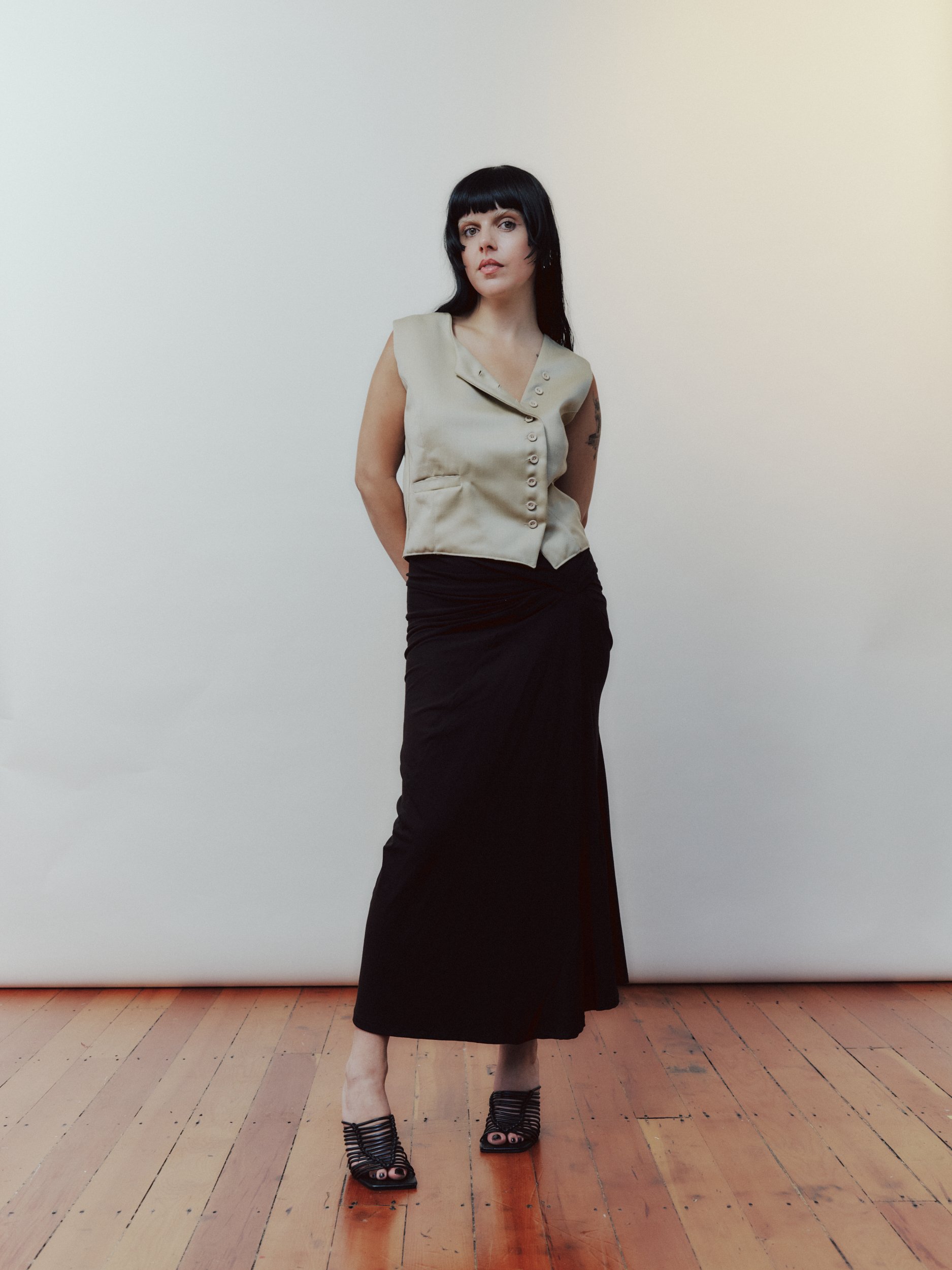 Daf Nimkovsky Woman in Black Wabi Skirt In Cotton Front
