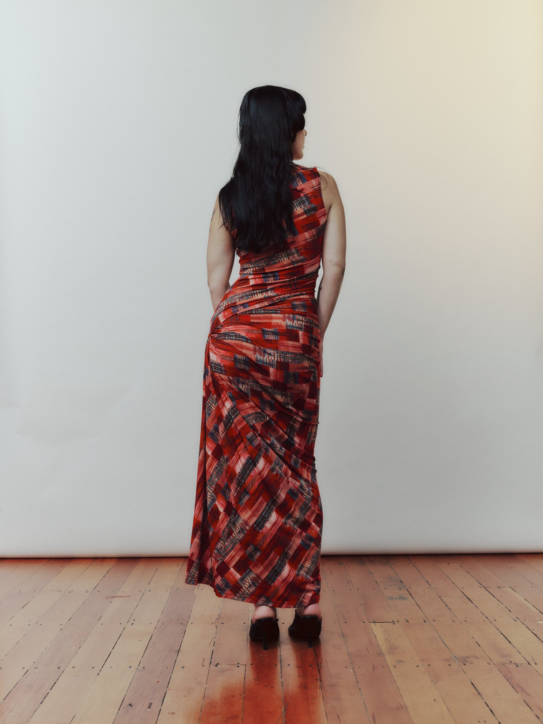Daf Nimkovsky Woman in Red Wabi Dress Back