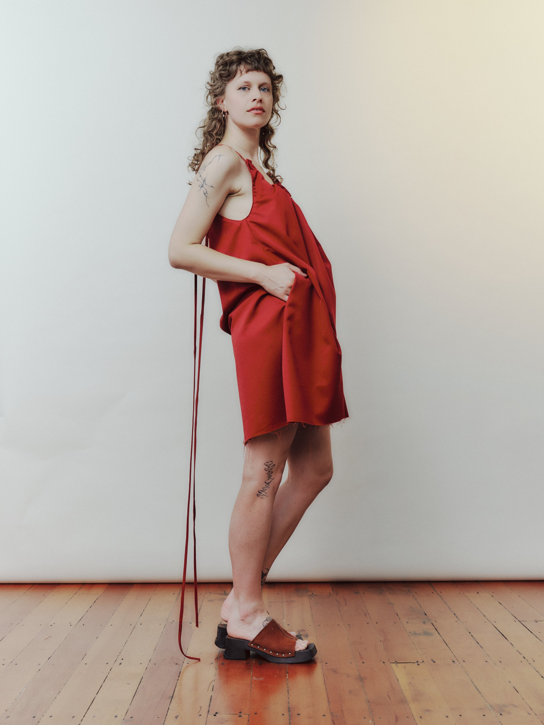 Daf Nimkovsky Woman in Red Lee Dress in Wool Side