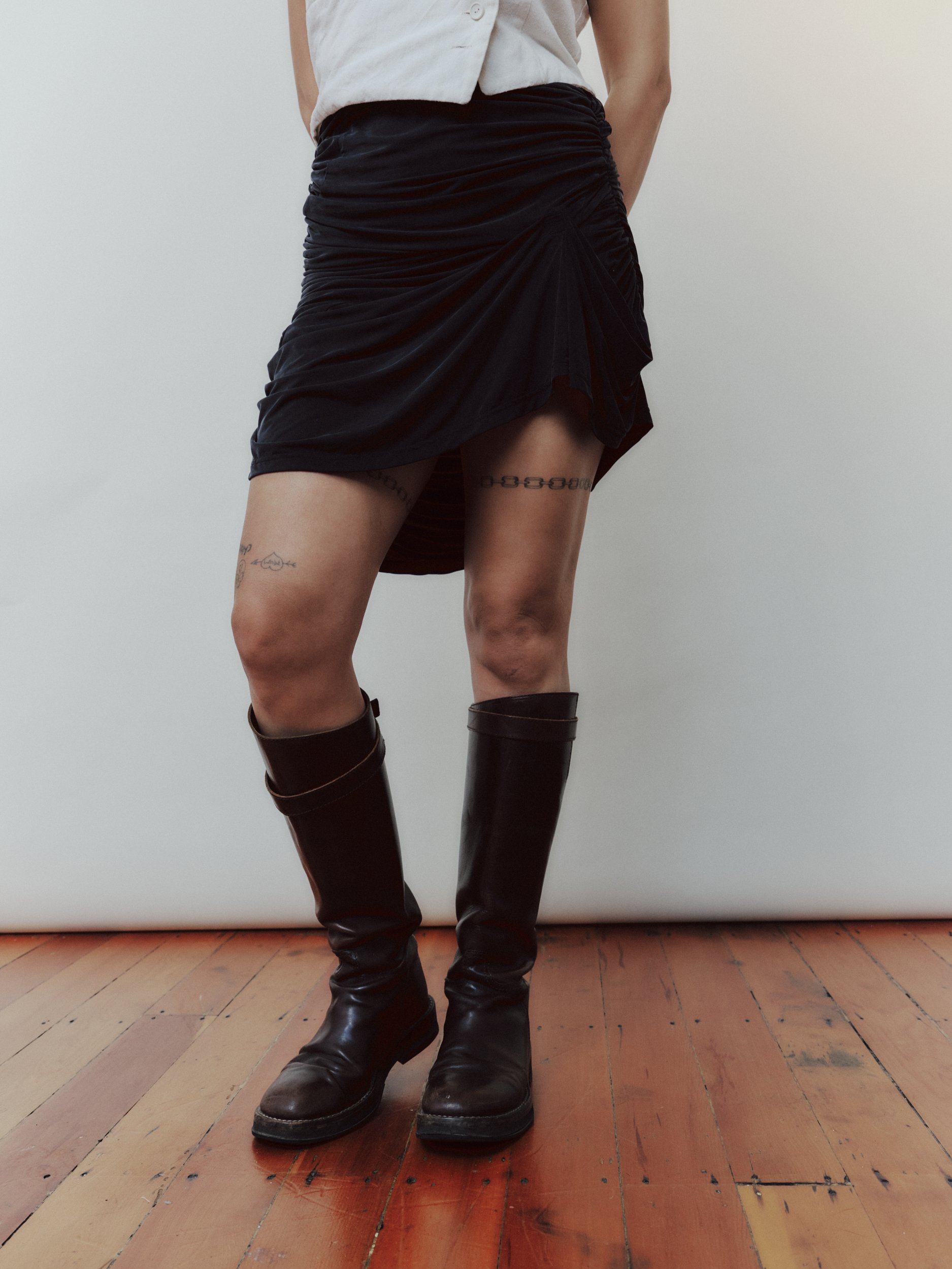 Daf Nimkovsky Black Wabi Mini Skirt Front