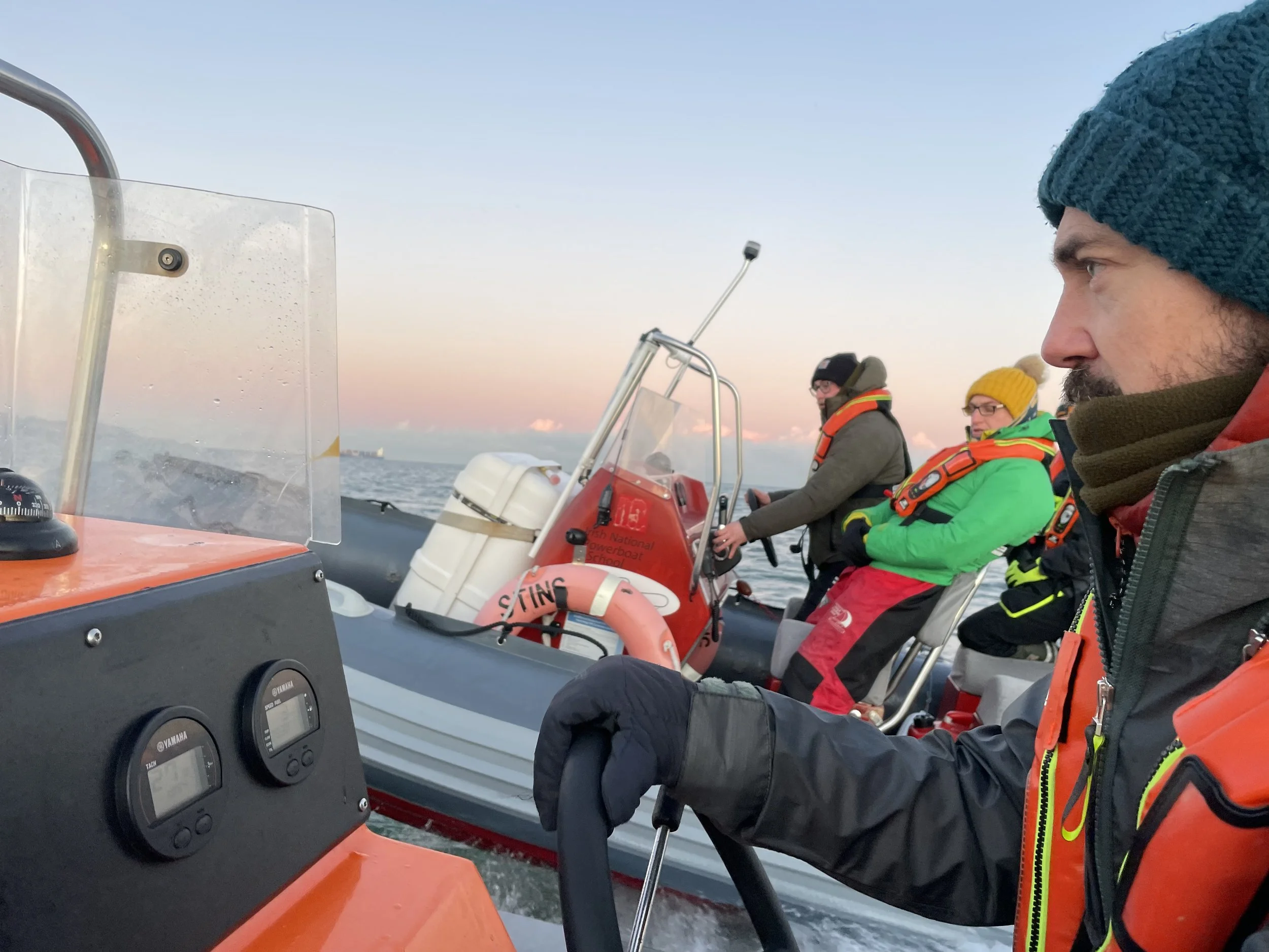 Mat McKay stunt coordinator driving a powerboat