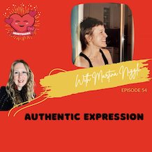Podcast Cover des Podcasts "Heartgasms" von Sam Allen. Episode 54, Titel: Authentic Expression. Foto von Sam Allen und Martina Niggli