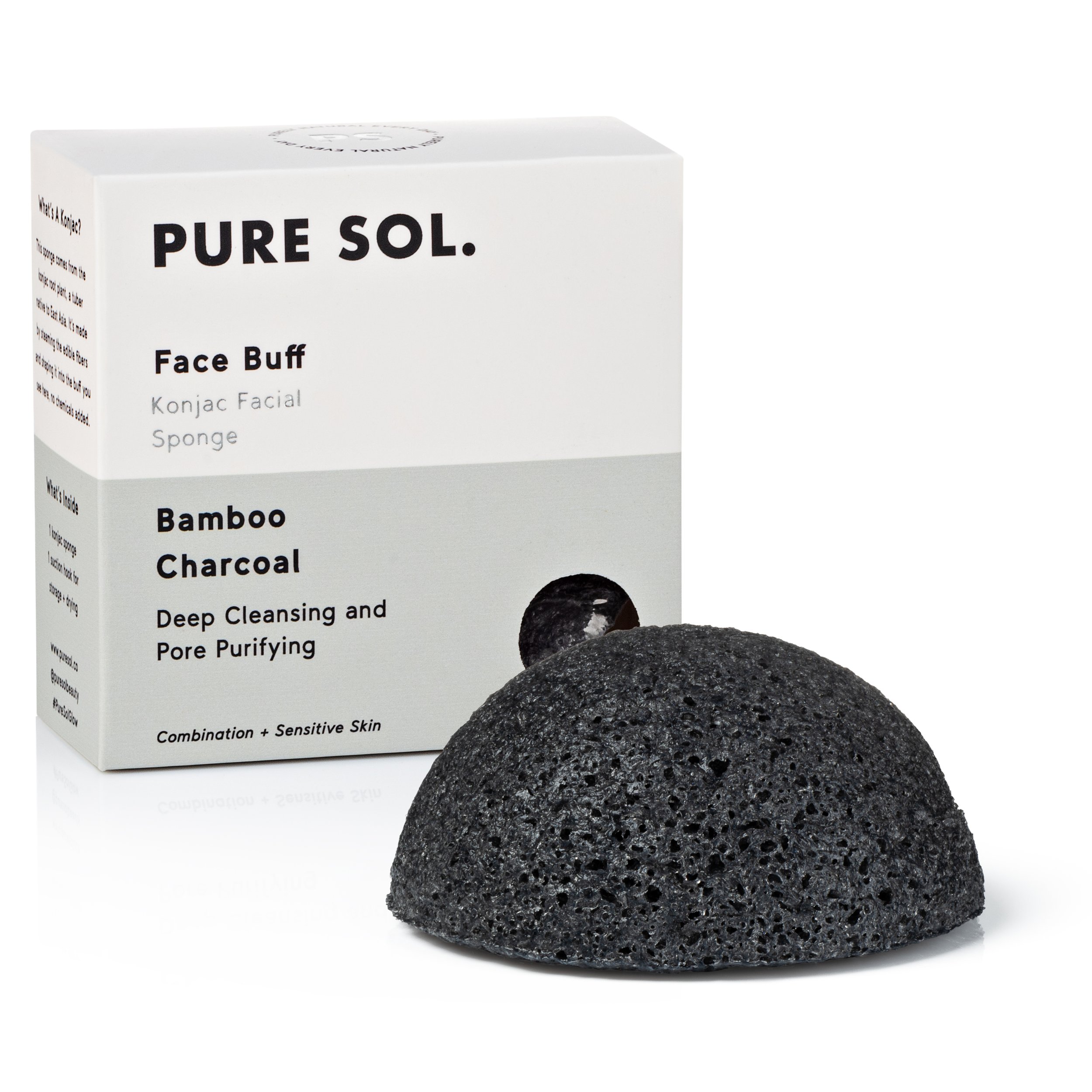 Pure Sol Face Buff Charcoal Facial Konjac Sponge