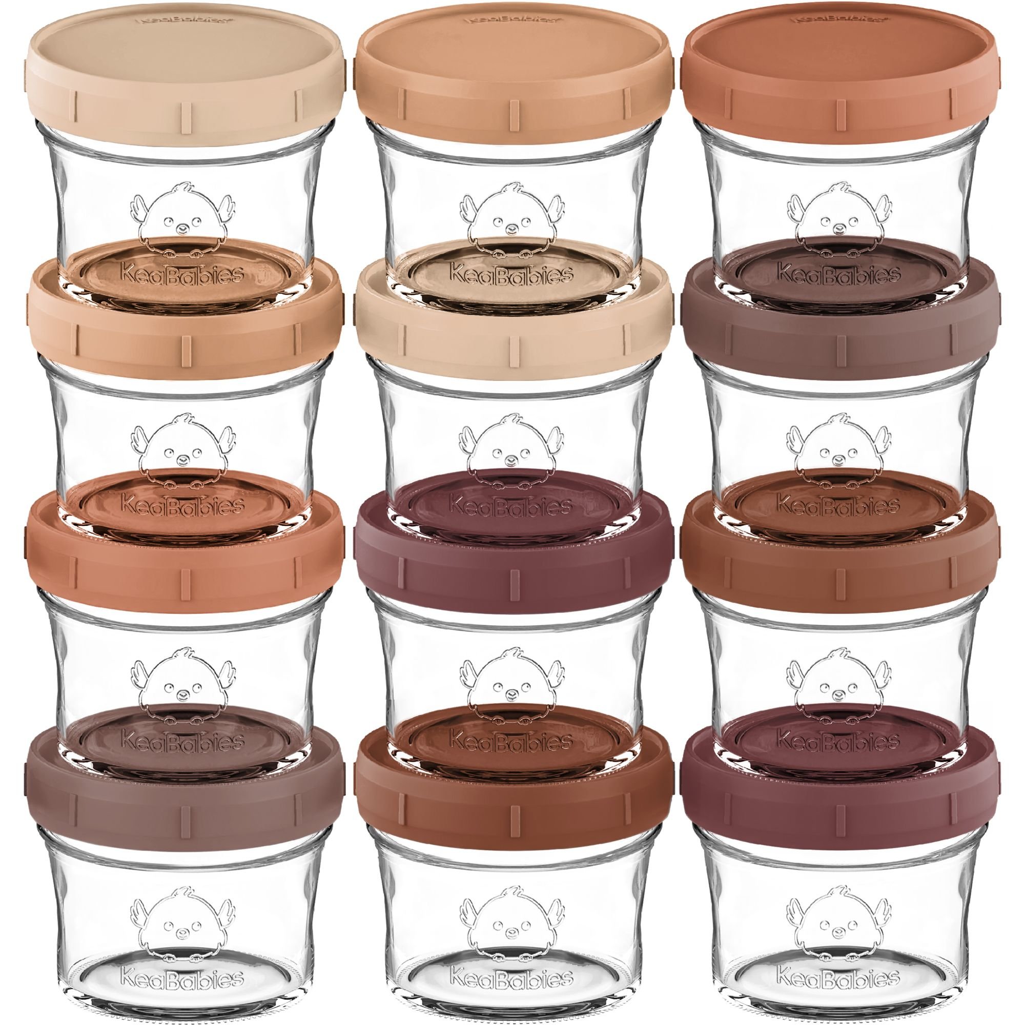 12pk Prep Baby Food Storage Containers, Leak-Proof Food Jars - Terracotta