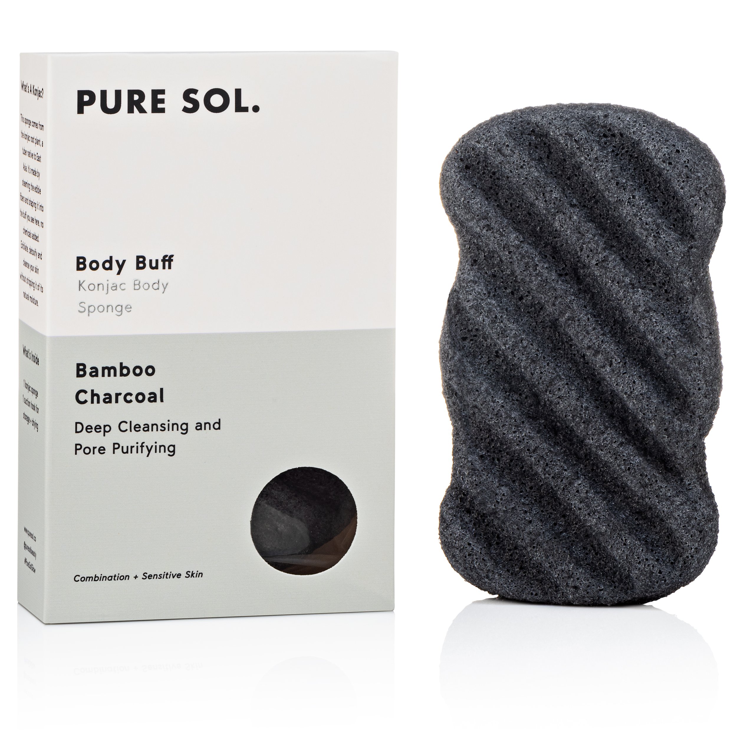 Pure Sol Body Buff Charcoal Body Konjac Sponge