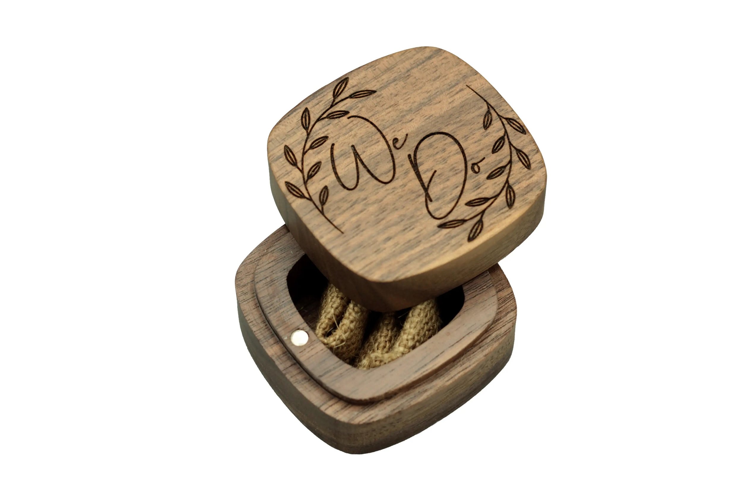 Wooden Ring Box - "We Do" in Wreath Design