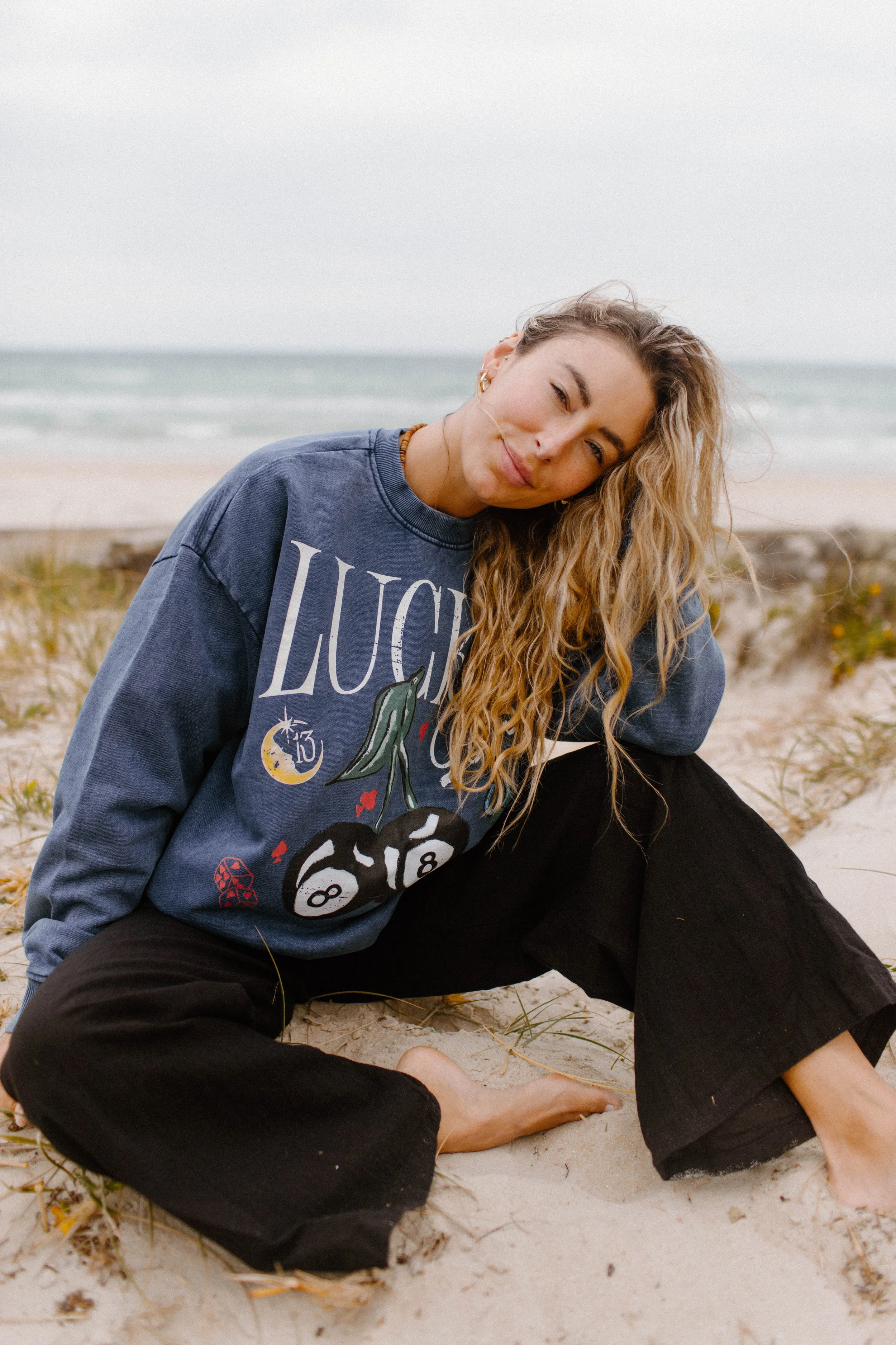 lucky girl acid wash sweatshirt
