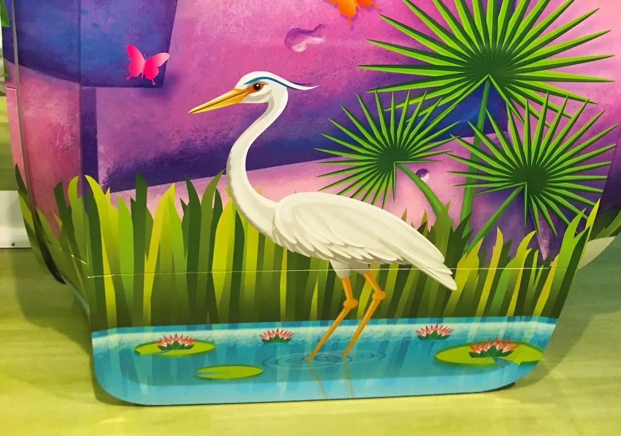 This scene, a small part of a larger piece, uses layered textures, soft gradients, and kind creatures to gently shift the atmosphere in a medical space, turning tension into tranquility.  Every curve, color, and character is chosen with purpose. 

#c