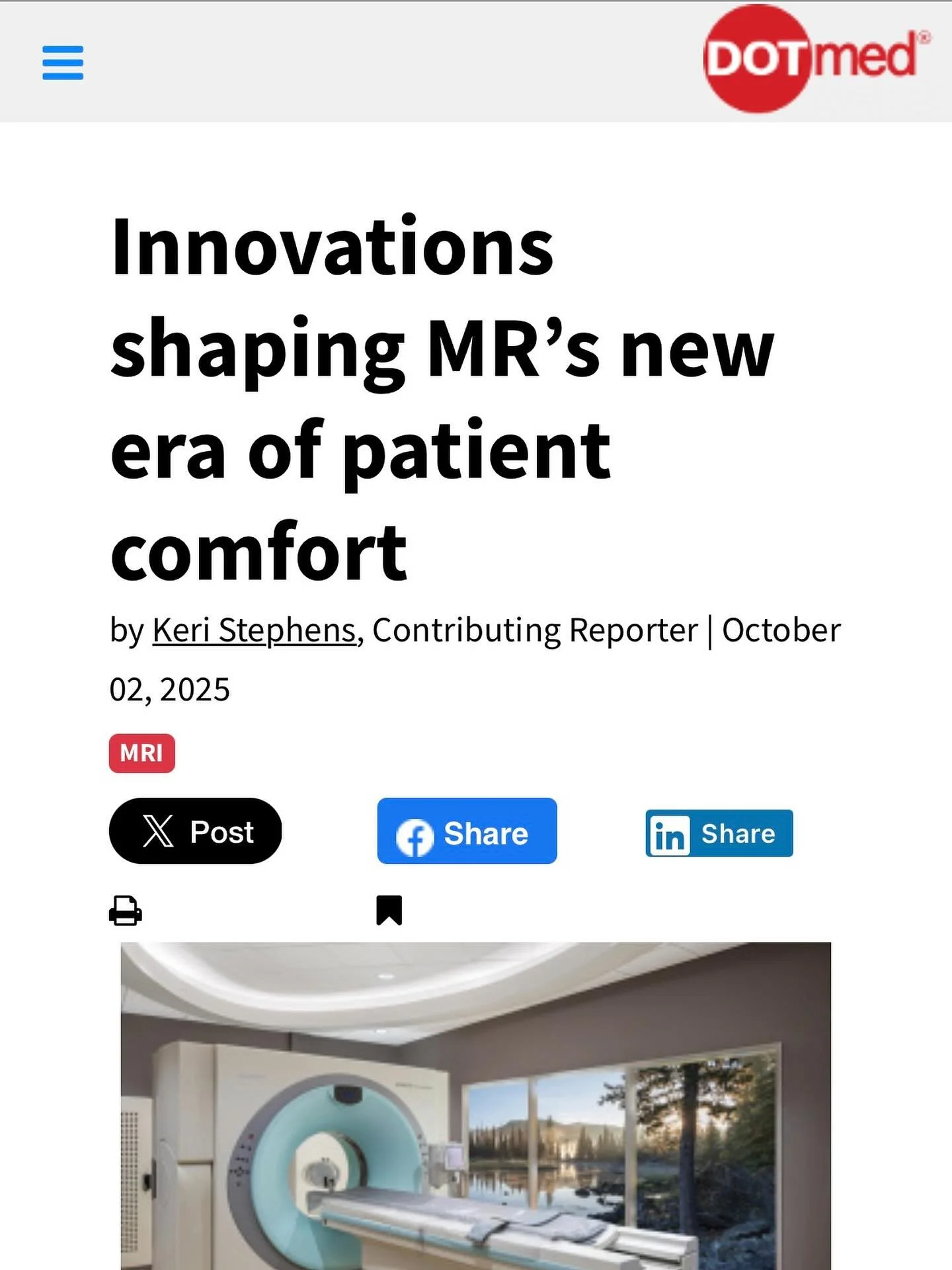 Delighted to be featured in DOTmed. We appreciated the opportunity to share insights on how immersive, positive distraction design can transform medical imaging environments into calming spaces that lead to better outcomes for both patients and pract