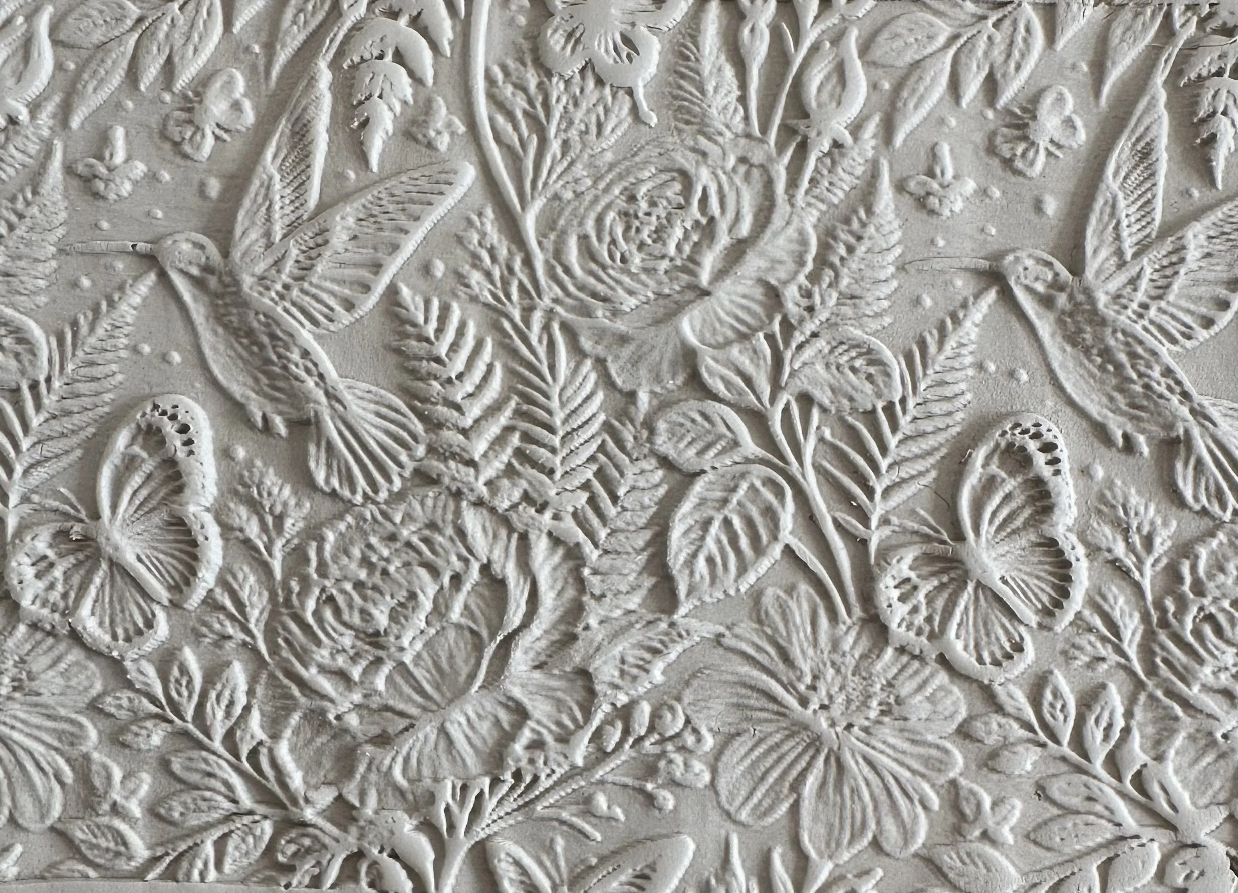 Hummingbirds & Roses Textured Roller for Pottery