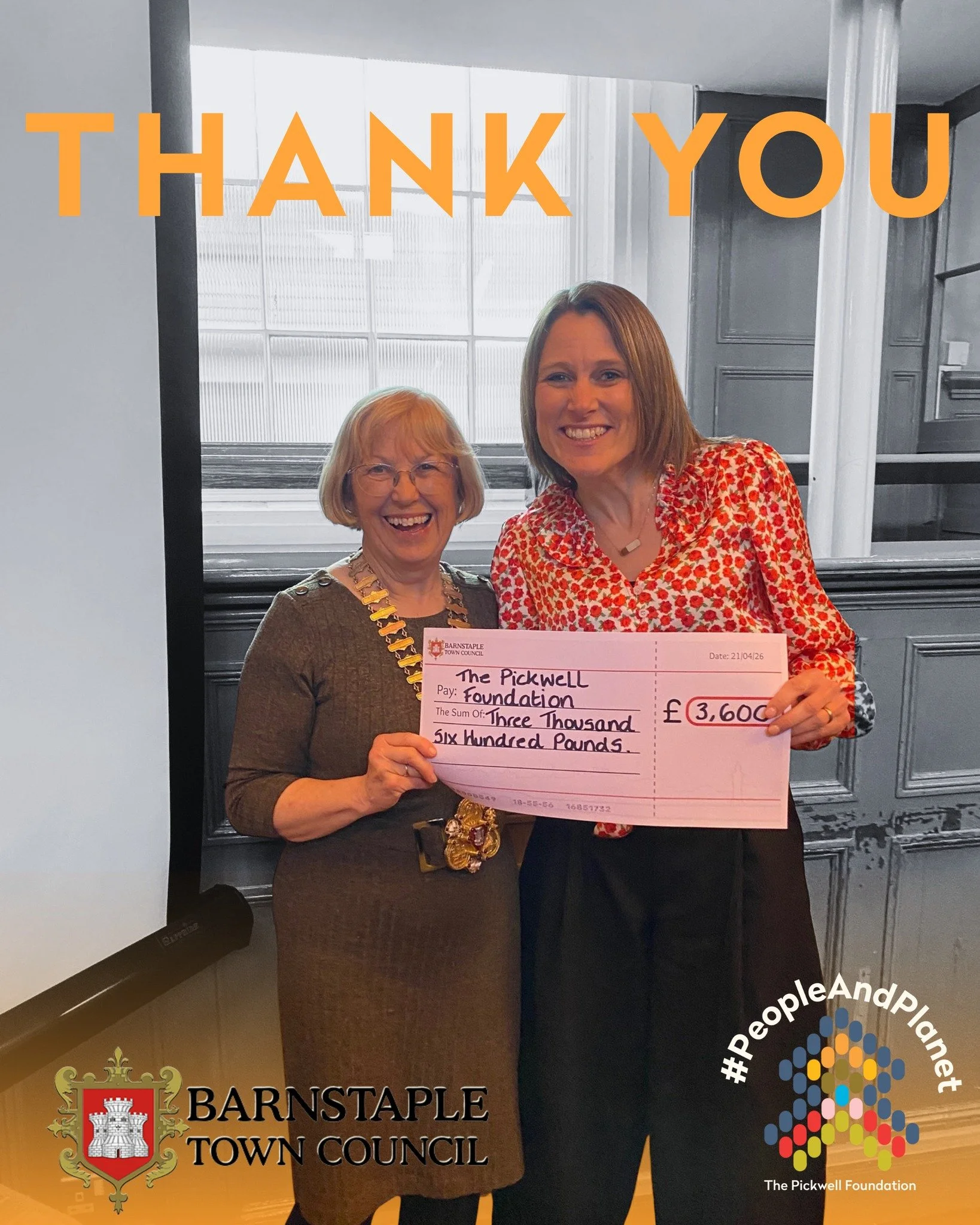 We are incredibly grateful to Barnstaple Town Council  for awarding our team at the Pickwell Foundation a strategic grant of &pound;3,600 to support the running of our Welcome Hub in Barnstaple. Thank you,  not only for this generous financial suppor
