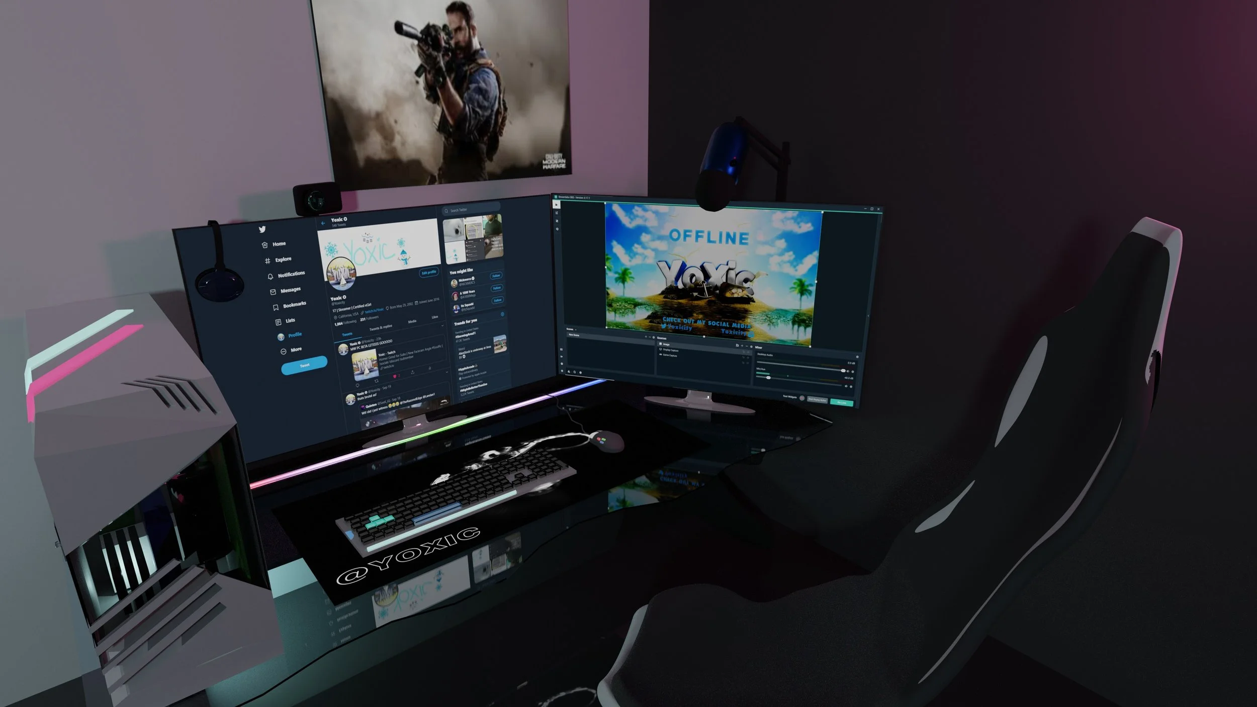 3D visual of a gaming setup for @yoxic