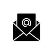Envelope with a letter and an '@' symbol inside the letter
