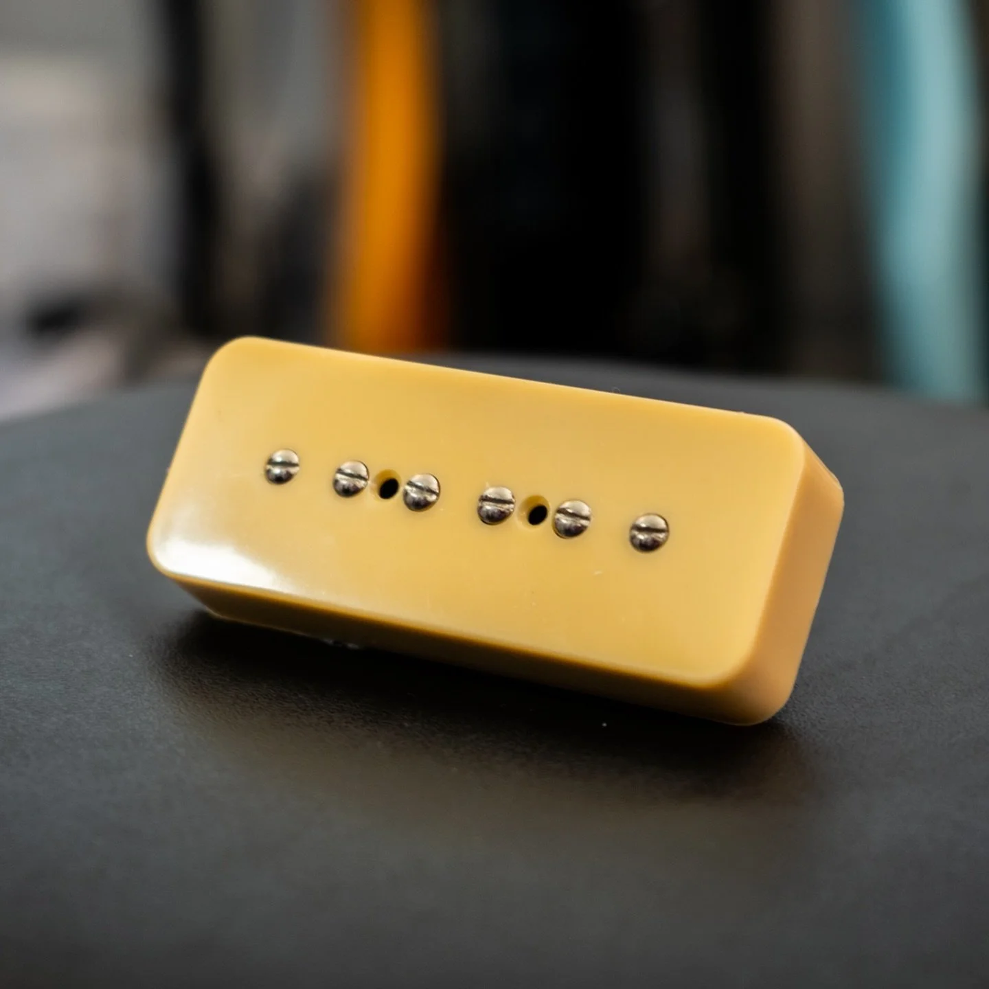 Custom wound P90 bridge pickup, voiced for pronounced mid range with a humbucker-like quality. Handwound at Ryan&rsquo;s Guitar Mod Shop!

DCR: 12.1kohms
Inductance: 8.1H
Magnet type: Alnico 5
Wire type: 44AWG

Get in touch for your own custom pickup