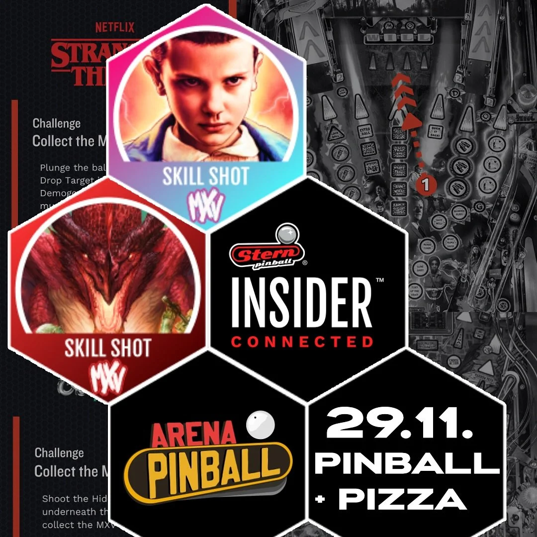 &ldquo;Badge Hunt&rdquo; - MXV Skill shot + pizza 🍕 
29.11 pēc 18:00 📌 Pinball Arena 

&Scaron;ī vakara īpa&scaron;ais izaicinājums: MVX Skill Shot &ndash; apslēpts, reti izpildāms skill shot pinbolā, nosaukts pēc tā autora un dizainera Mike Viniko