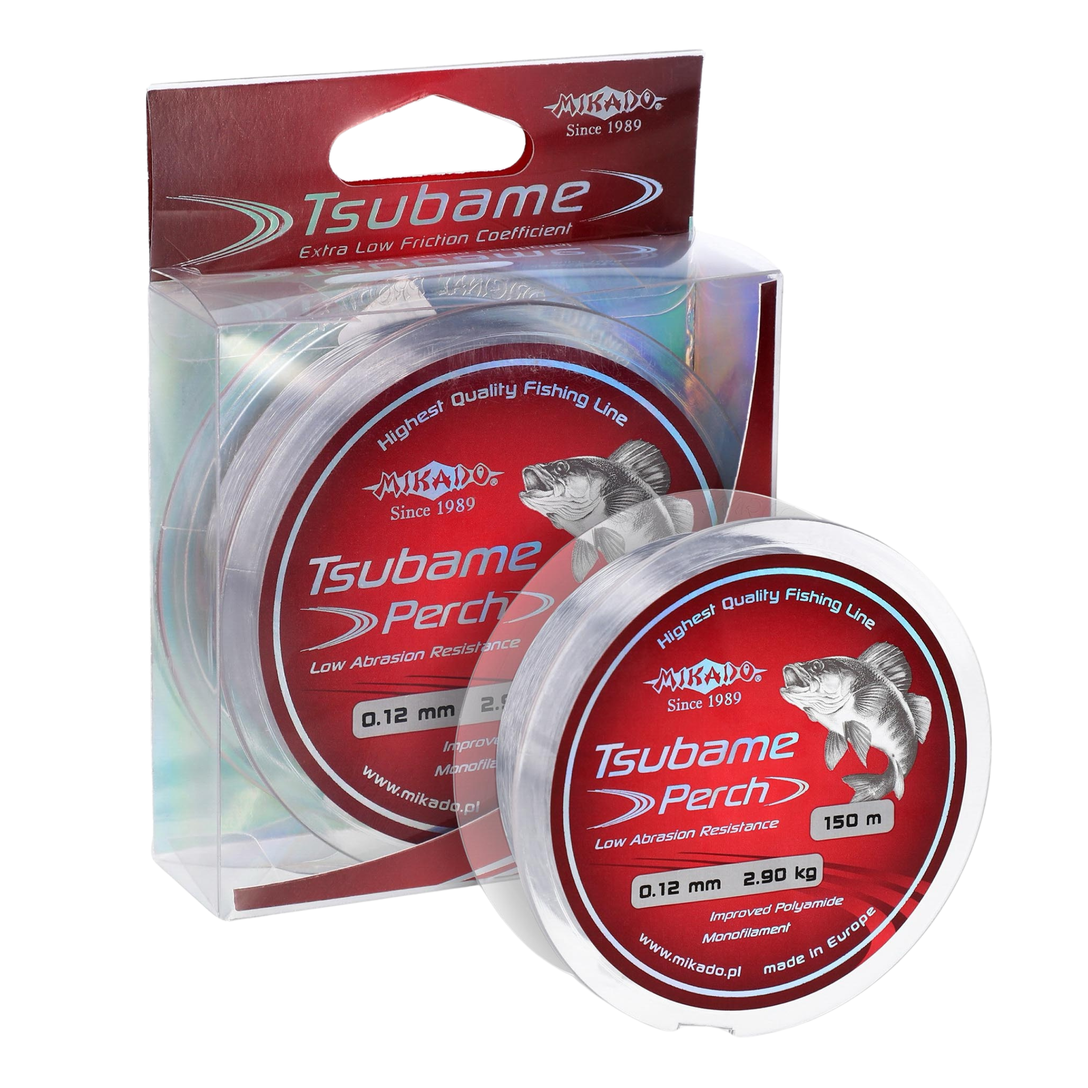 Mikado Tsubame Perch Lure Spin Fishing Line - Clear - 0.12mm 2.9kg - 150m