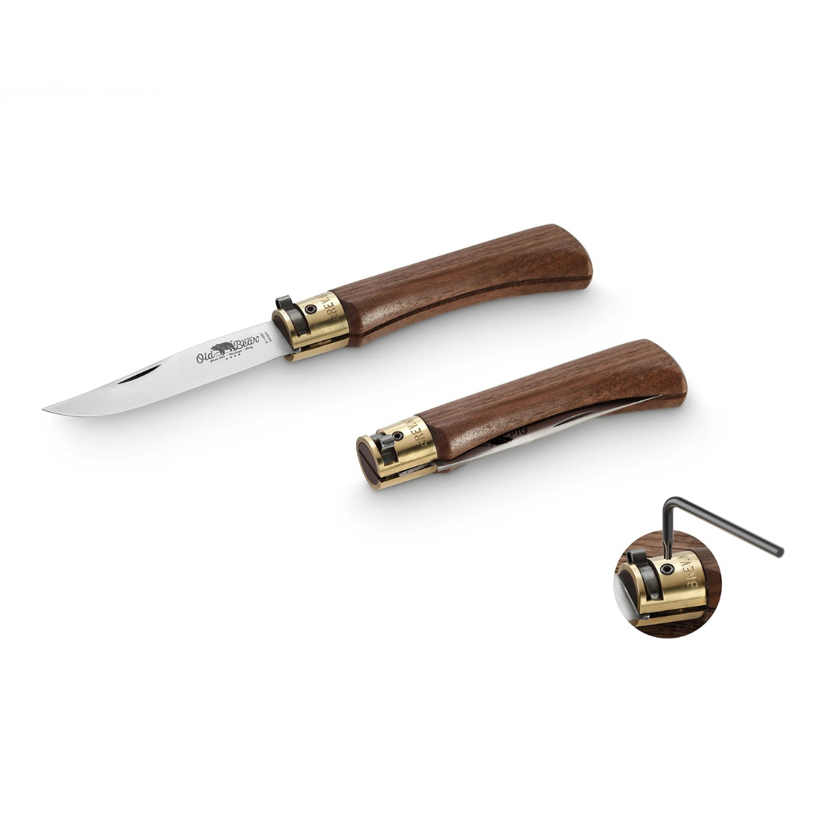 Antonini Old Bear Walnut Stainless Folding  Locking Knife - All Sizes