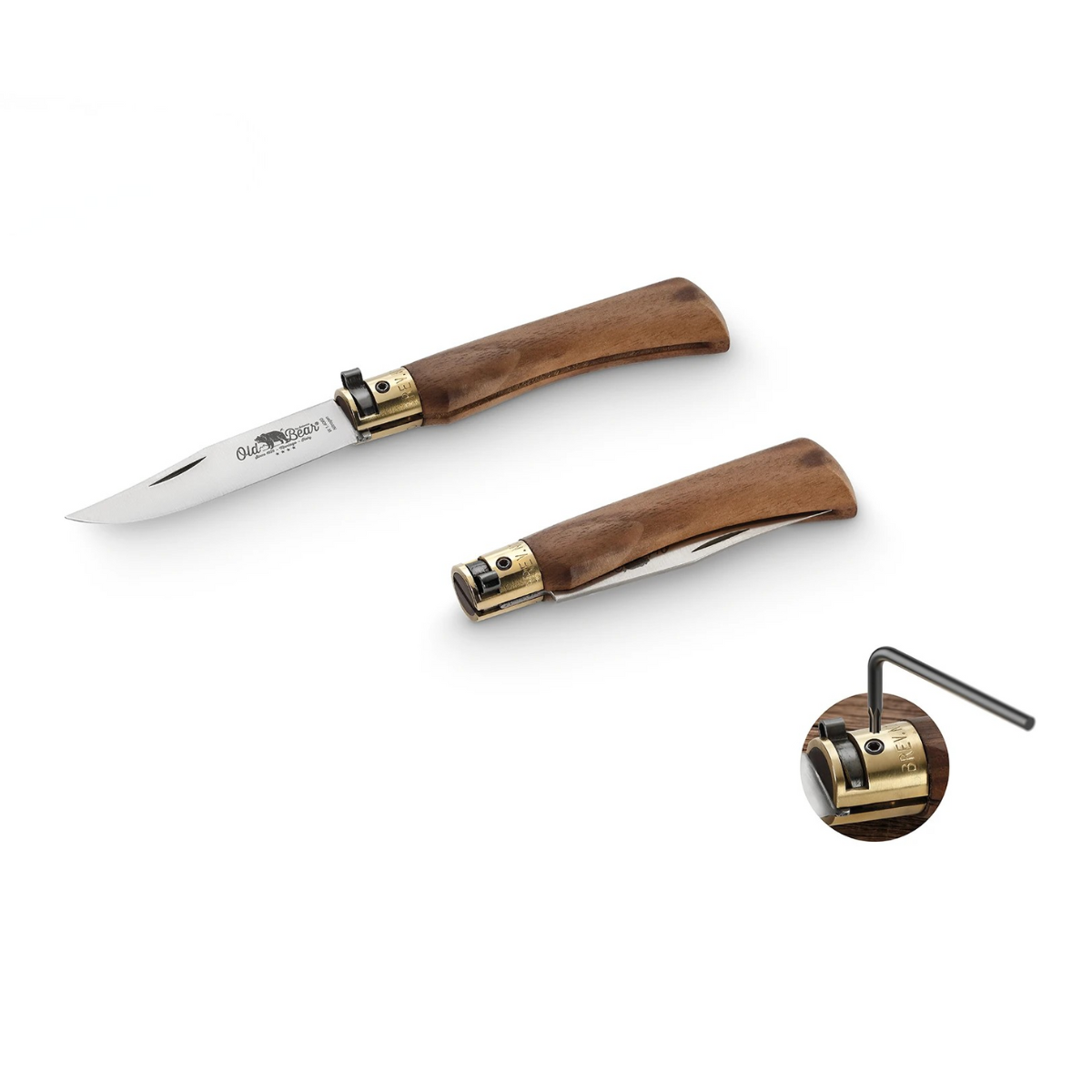 Antonini Old Bear Walnut Stainless Folding  Locking Knife - All Sizes