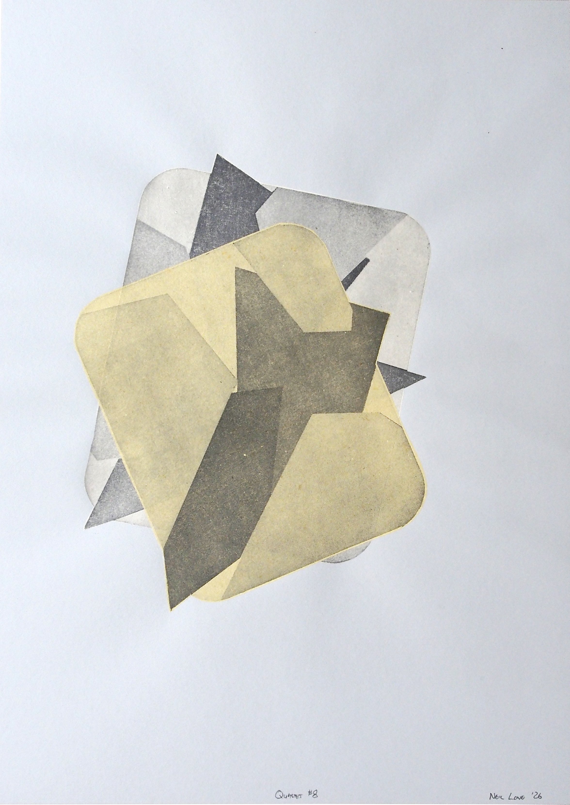 Quartet #8, 2026. Aquatint chine collé on Fabriano paper  - 42 x 59.4 cm.