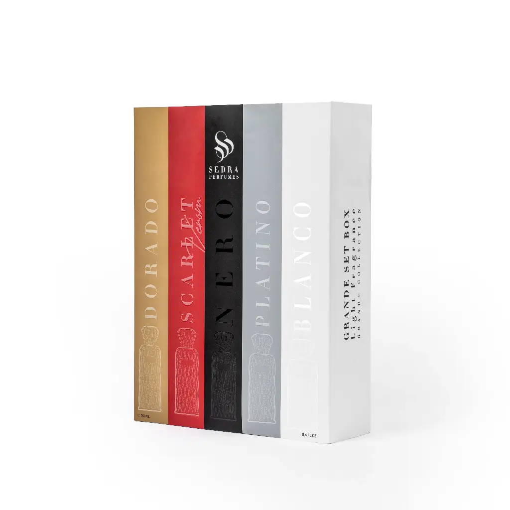 SEDRA Grande Set Box all five fragrance boxes together, luxury perfume collection UK