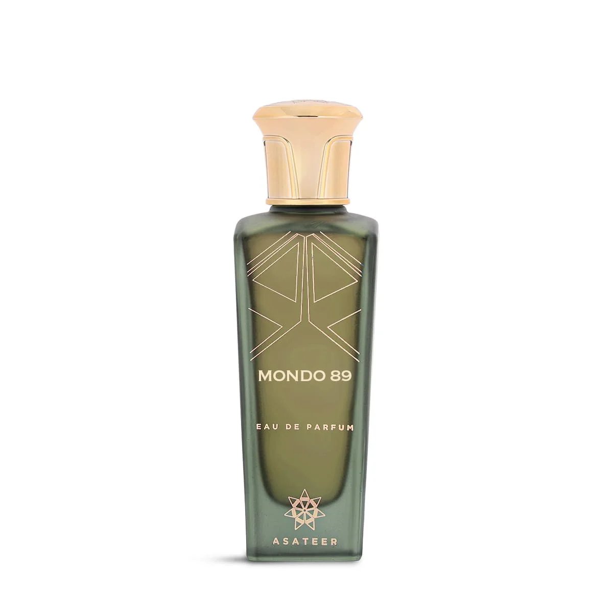 Asateer Mondo 89 Eau De Parfum 80ml on white background, luxury floral woody fragrance UK