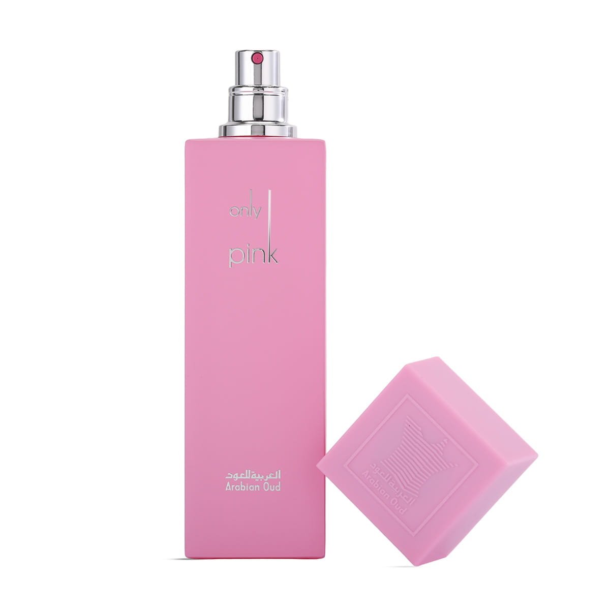 Arabian Oud Only Pink Eau De Parfum 100ml with lid open on white background UK