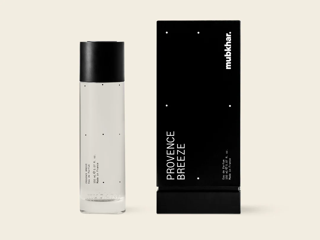 Mubkhar Provence Breeze Eau De Parfum 150ml next to its box, luxury citrus floral fragrance UK
