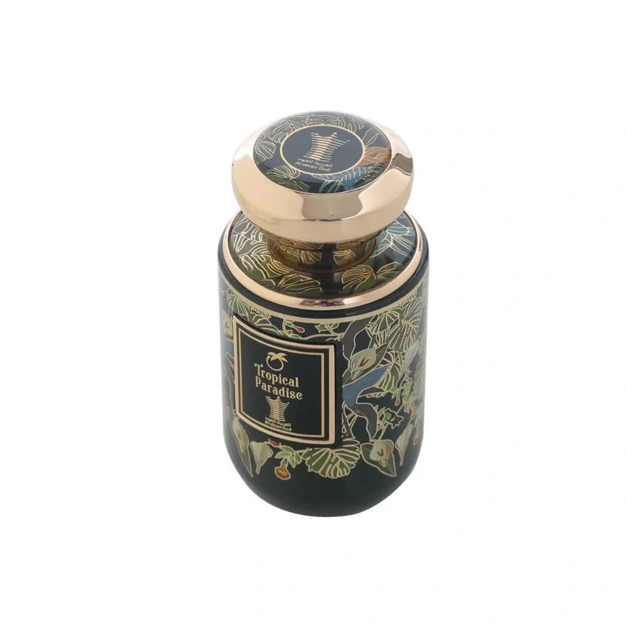 Top view of the Arabian Oud Tropical Paradise 100ml perfume bottle
