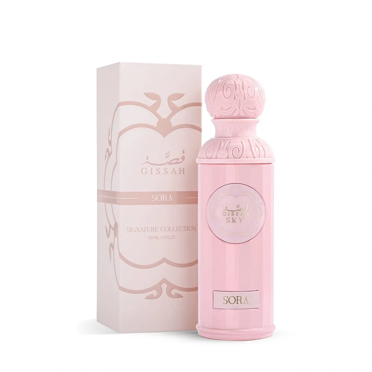 Gissah Sora Eau de Parfum bottle placed in front of its branded box – Al Rashid Galleria UK