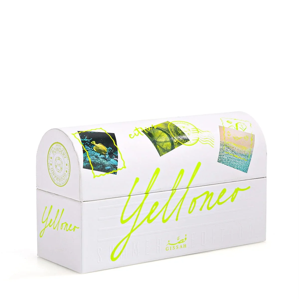 Front view of Gissah Yelloneo Summer Edition luxury presentation case UK