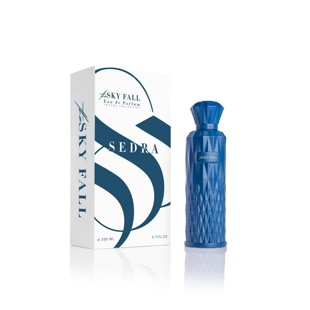 Sedra The Skyfall 200ml Eau de Parfum bottle displayed beside its box