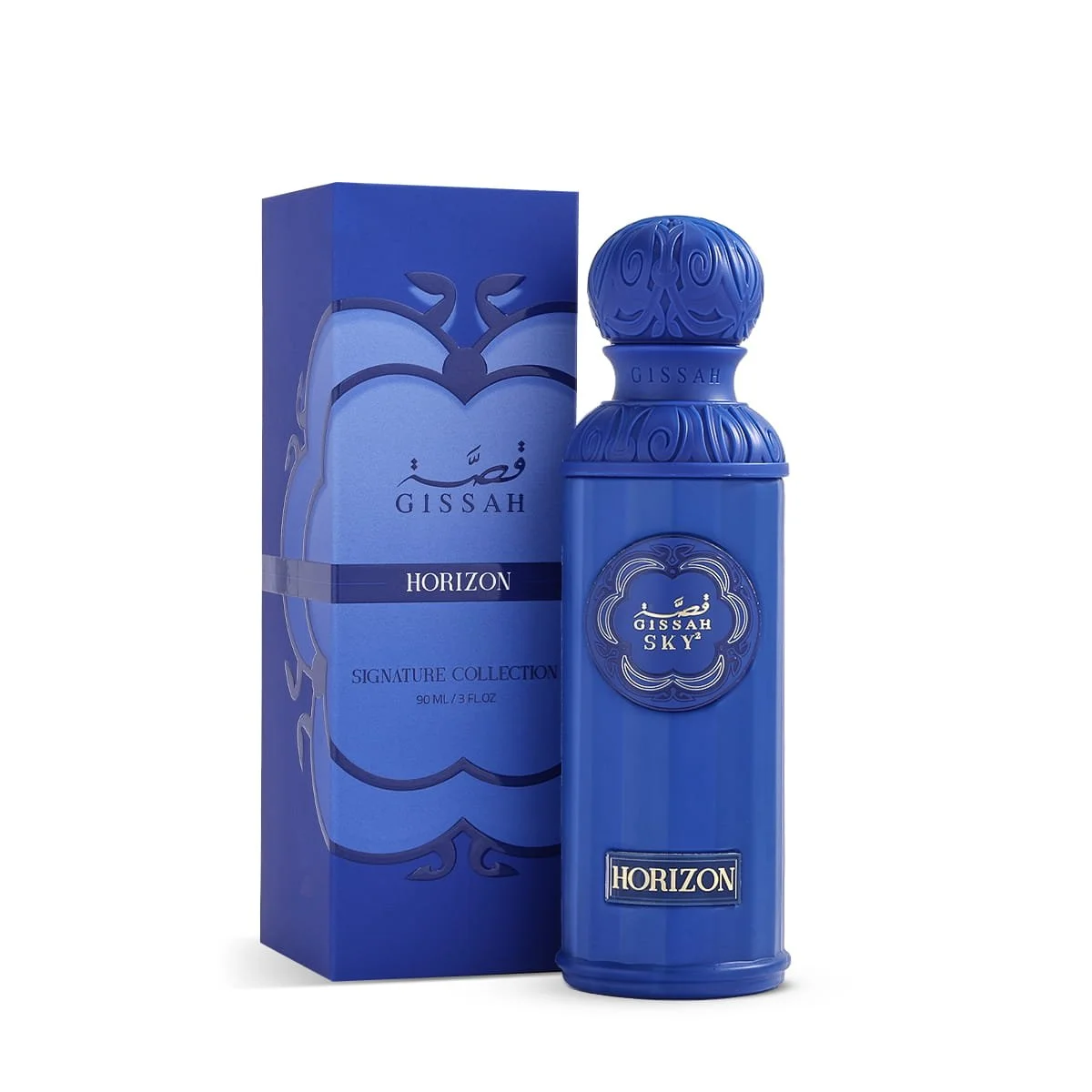 Gissah Horizon Eau de Parfum bottle placed in front of its branded box – Al Rashid Galleria UK