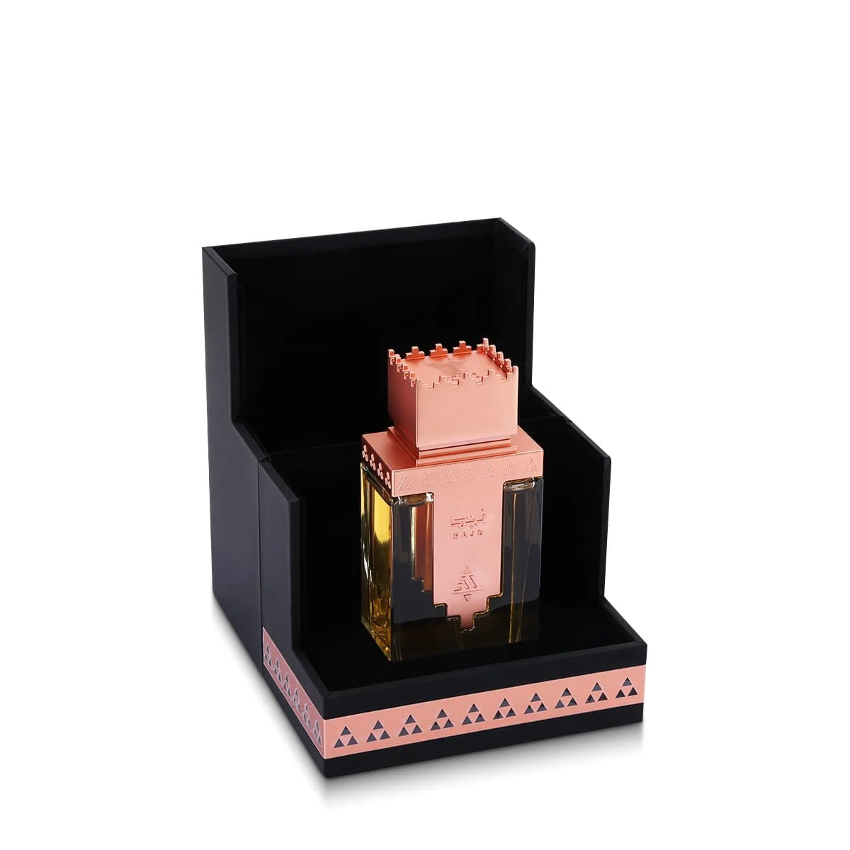 Angled view of Arabian Oud Najd Eau De Parfum 75ml inside luxury presentation case UK