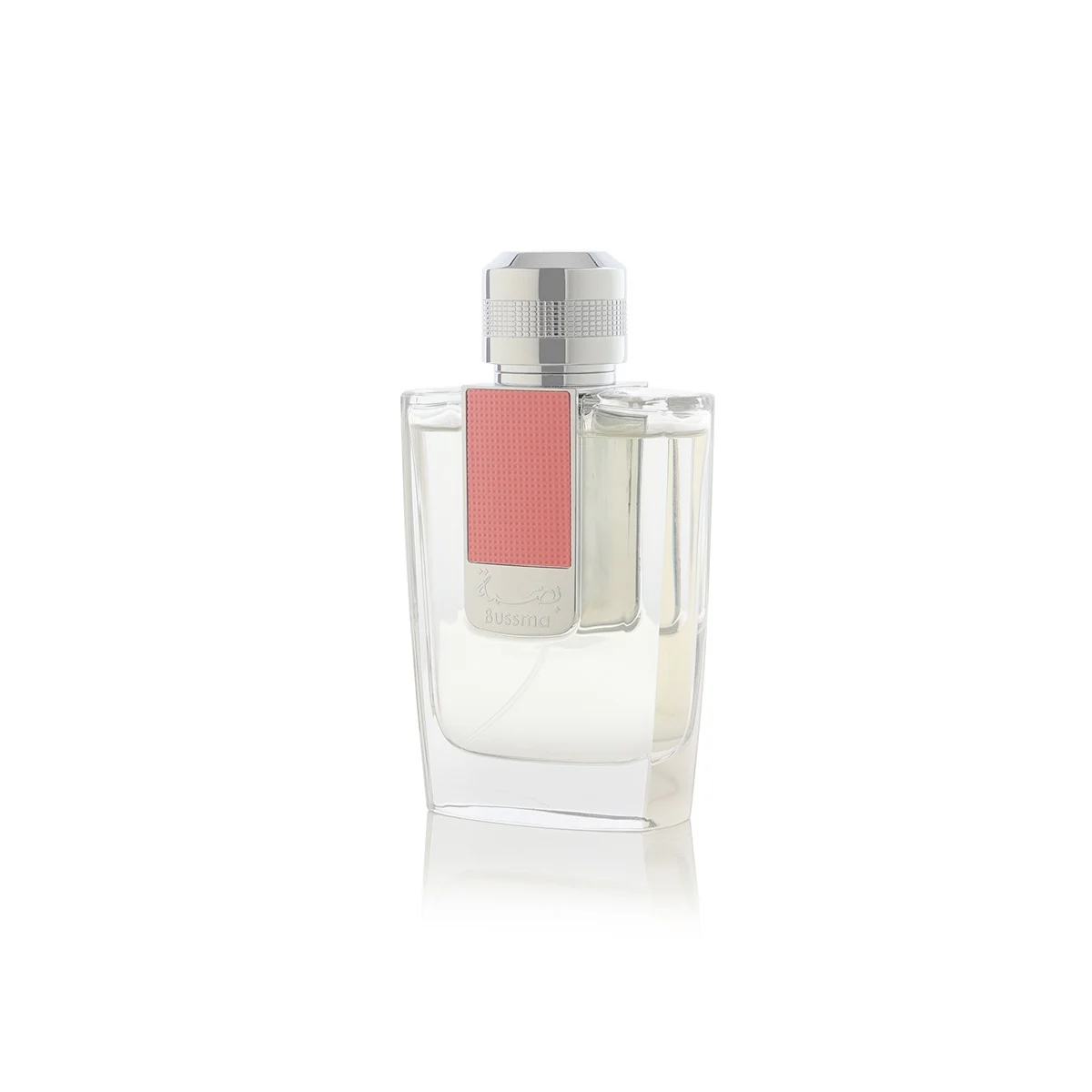 Arabian Oud Bussma Pink 95ml angled view on white background, luxury unisex fragrance UK
